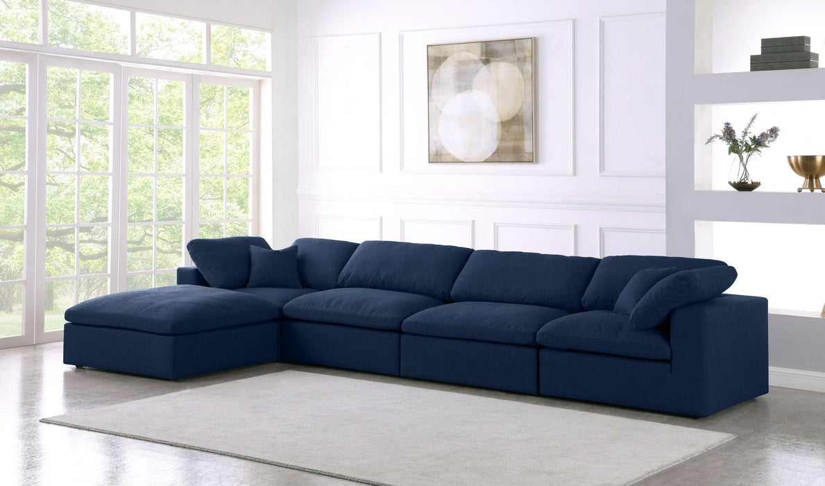 Serene 158" Linen Textured Fabric Upholstered Deluxe Comfort 5pc. Modular Sectional