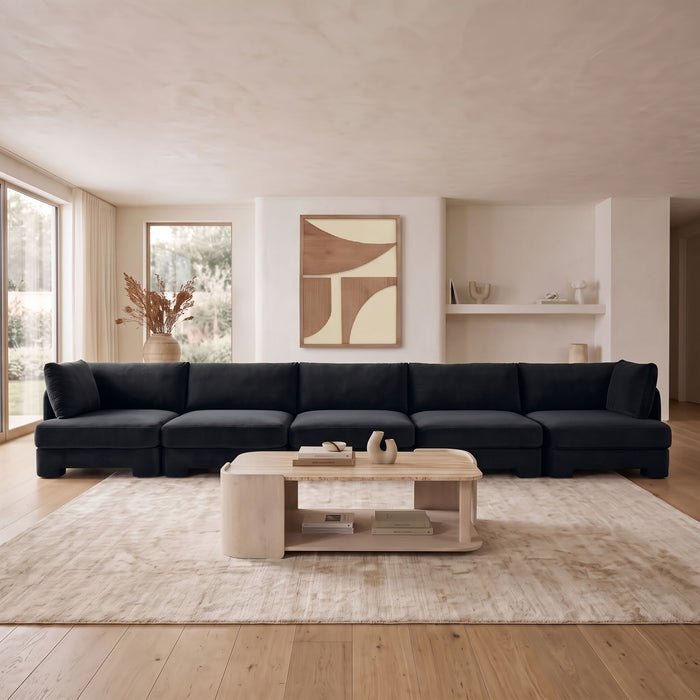Hammond 185" Velvet Performance Fabric Upholstered 5pc. Modular Sofa