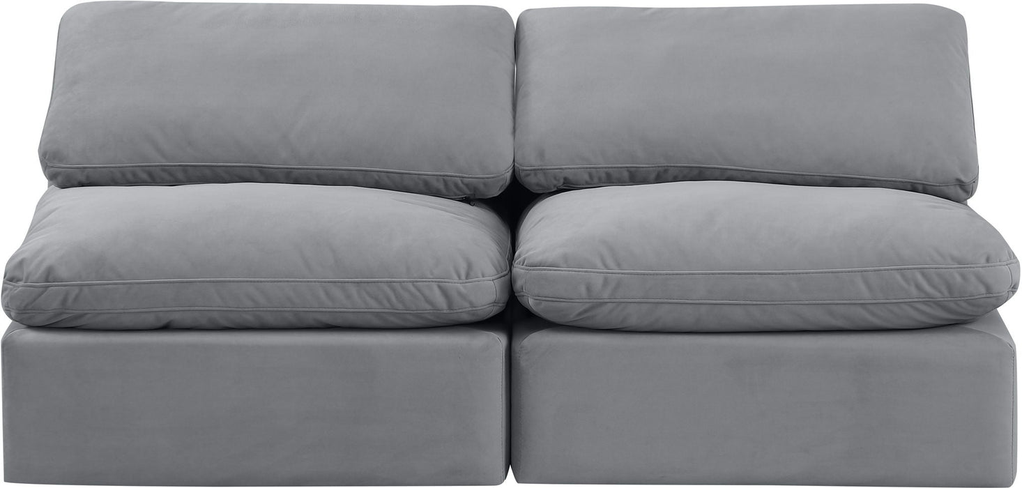 Indulge 70" Velvet Upholstered 2pc. Armless Modular Loveseat