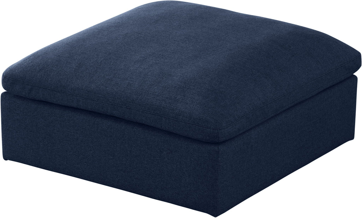 Serene Linen Textured Fabric Upholstered Deluxe Comfort Modular Ottoman