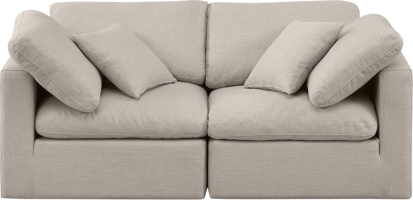Indulge 70" Linen Textured Fabric Upholstered 2pc. Modular Loveseat