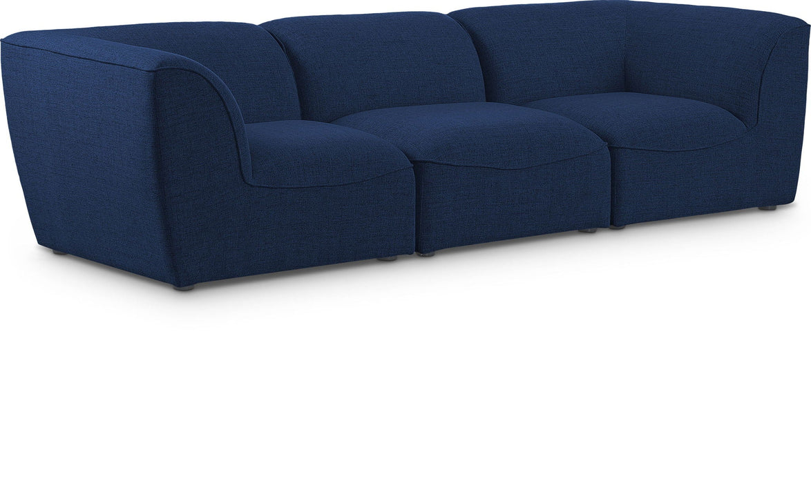 Miramar 109" Linen Textured Fabric Upholstered 3pc. Modular Sofa