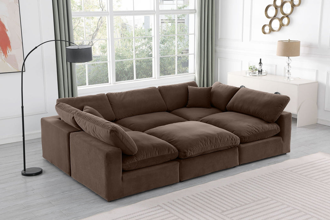 Comfy 119" Velvet Upholstered 6pc. Modular Sectional