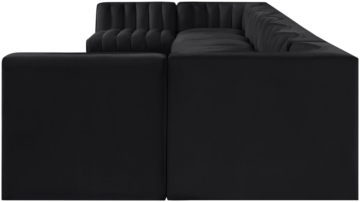 Rummi 213" Velvet Performance Fabric Upholstered 9pc. Modular Sectional