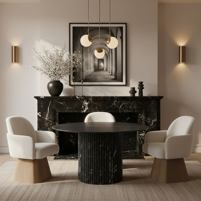Marlowe Linen Textured Fabric Upholstered Dining Arm Chair