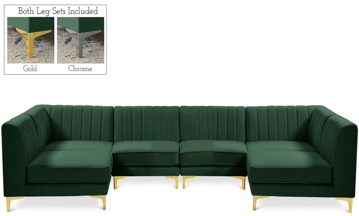 Seccional modular tapizado de terciopelo Alina de 116.5" de 6 piezas