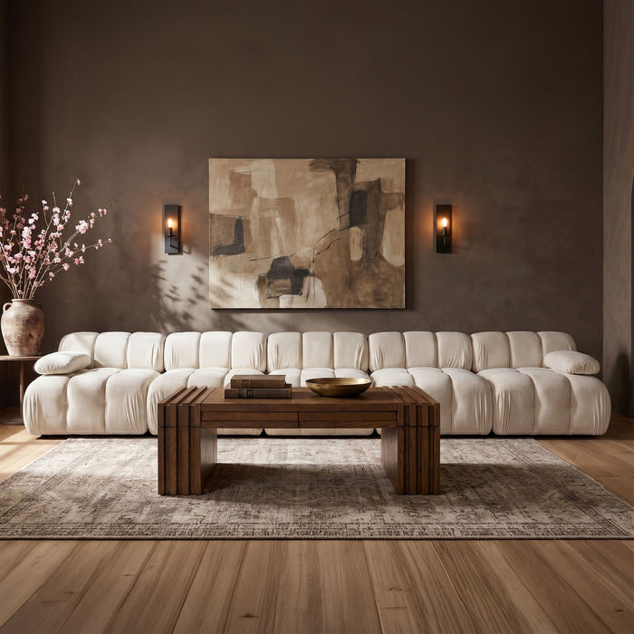 Orin 185" Velvet Performance Fabric Upholstered 5 Pc. Modular Sofa