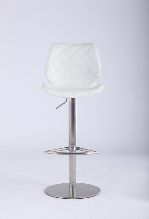 Modern Pneumatic-Adjustable Stool w/ Diamond Stitching 0892-AS-WHT