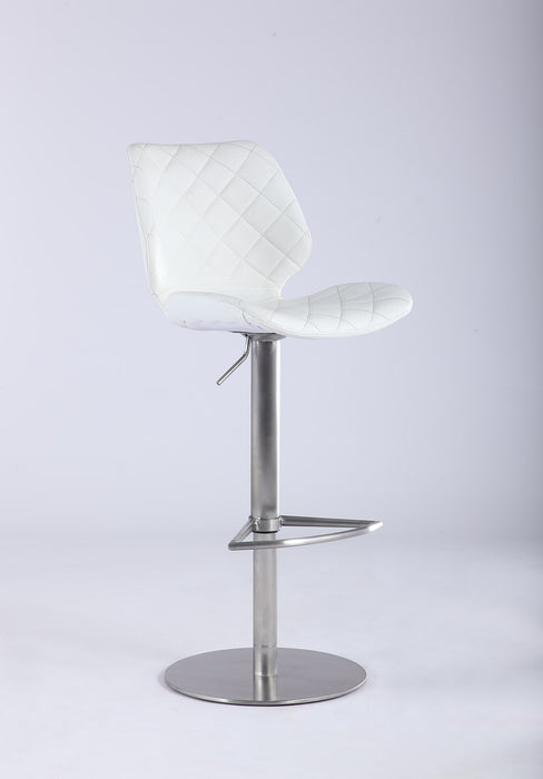 Modern Pneumatic-Adjustable Stool w/ Diamond Stitching 0892-AS-WHT