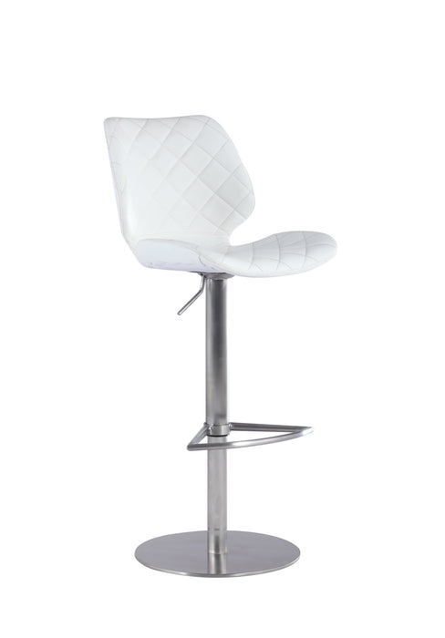 Modern Pneumatic-Adjustable Stool w/ Diamond Stitching 0892-AS-WHT