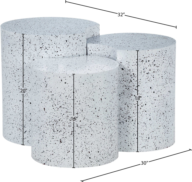 Dimple Terrazzo Pattern Iron Nesting 3pc. Modular End / Side Table