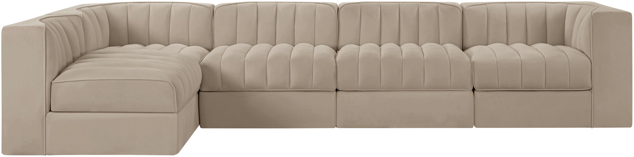 Rummi 126" Velvet Performance Fabric Upholstered 5pc. Modular Sectional
