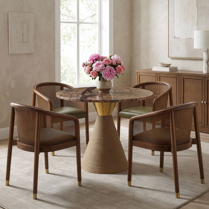 Baleen 36" Genuine Marble And Jute Dining Table