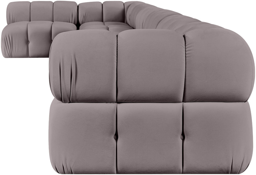 Orin 222" Velvet Performance Fabric Upholstered 7 Pc. Modular Sectional