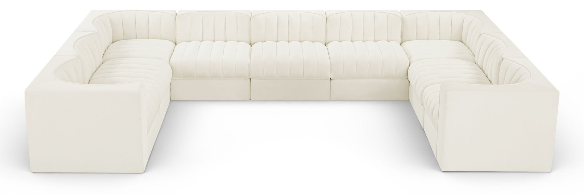 Seccional modular tapizado de terciopelo de alto rendimiento Rummi de 155" de 9 piezas