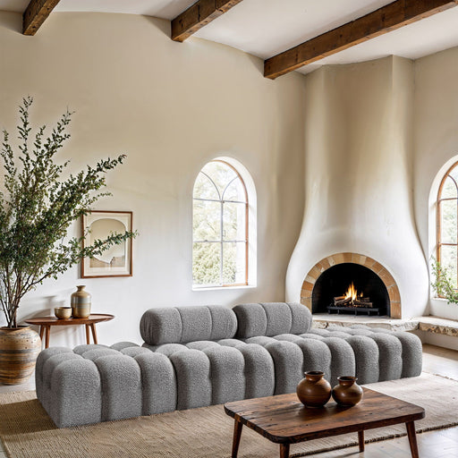 Ames 136" Boucle Fabric Upholstered 4pc. Modular Sofa