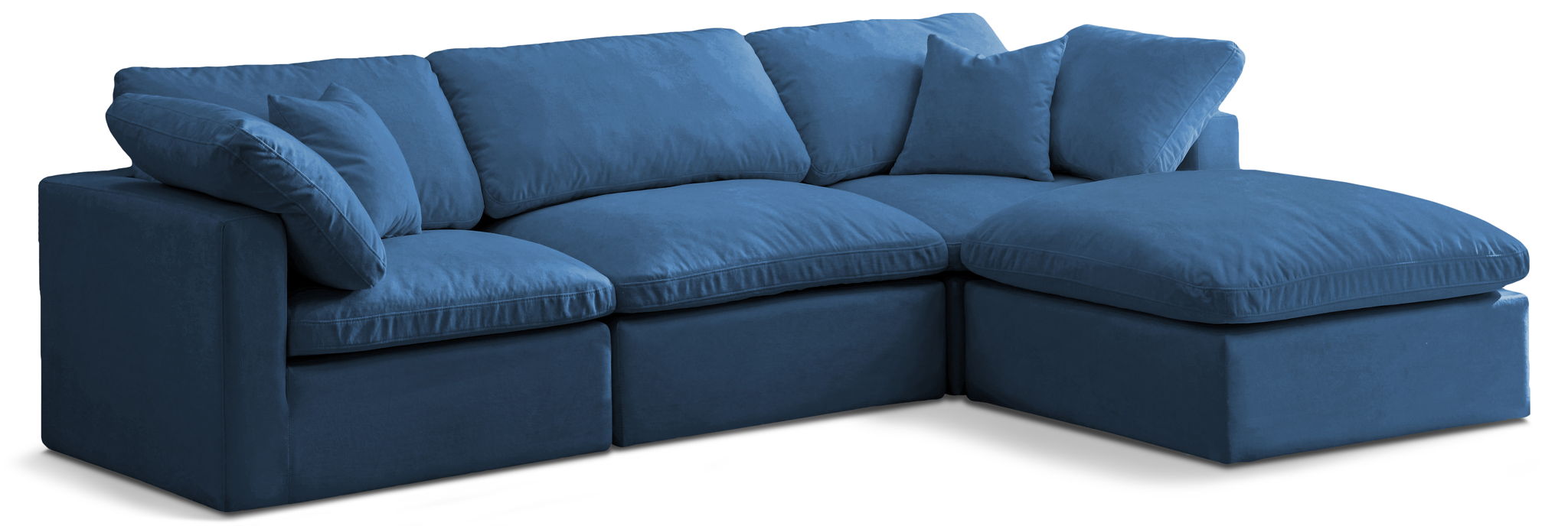 Plush 105" Velvet Upholstered Standard Comfort 4pc. Modular Sectional