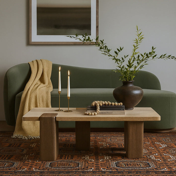 Ravenna Genuine Travertine And Oak Coffee Table