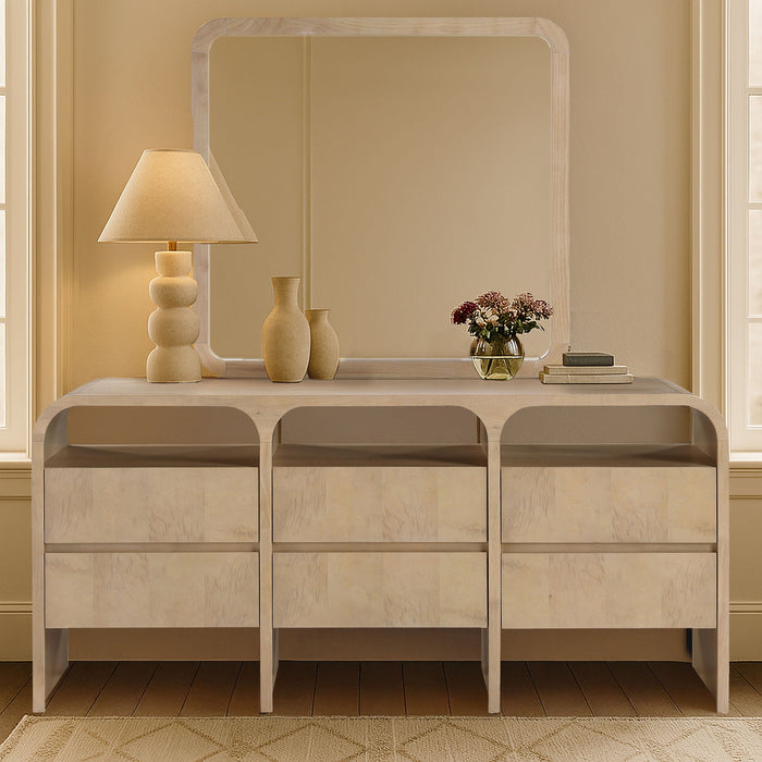 Giada 42" W X 40" H Ash Burl Veneer And Solid Wood Frame Mirror