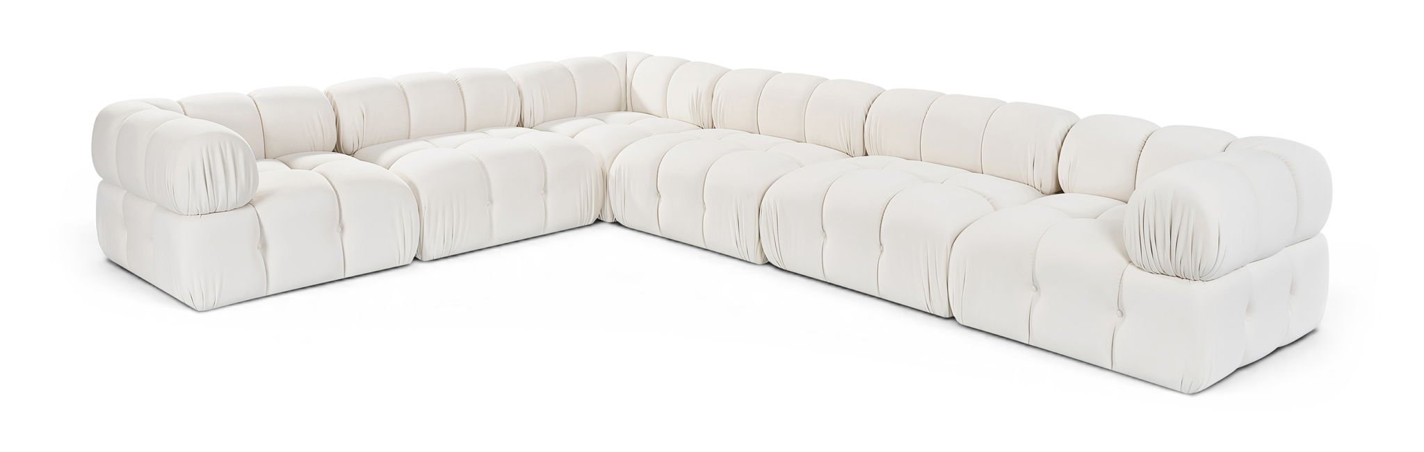 Seccional modular tapizado de terciopelo de alto rendimiento Orin de 148" de 6 piezas