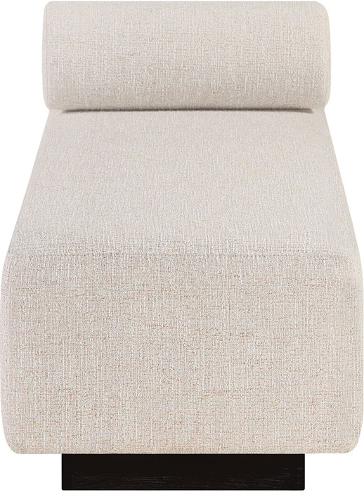 Zephyr Cane And Linen Textured Fabric Upholstered Chaise
