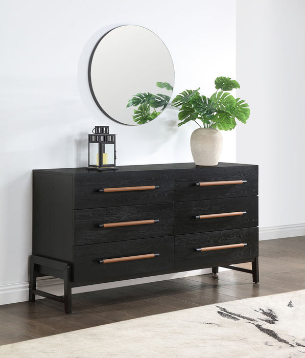 Kaya Oak Veneer And Vegan Leather Handle Dresser
