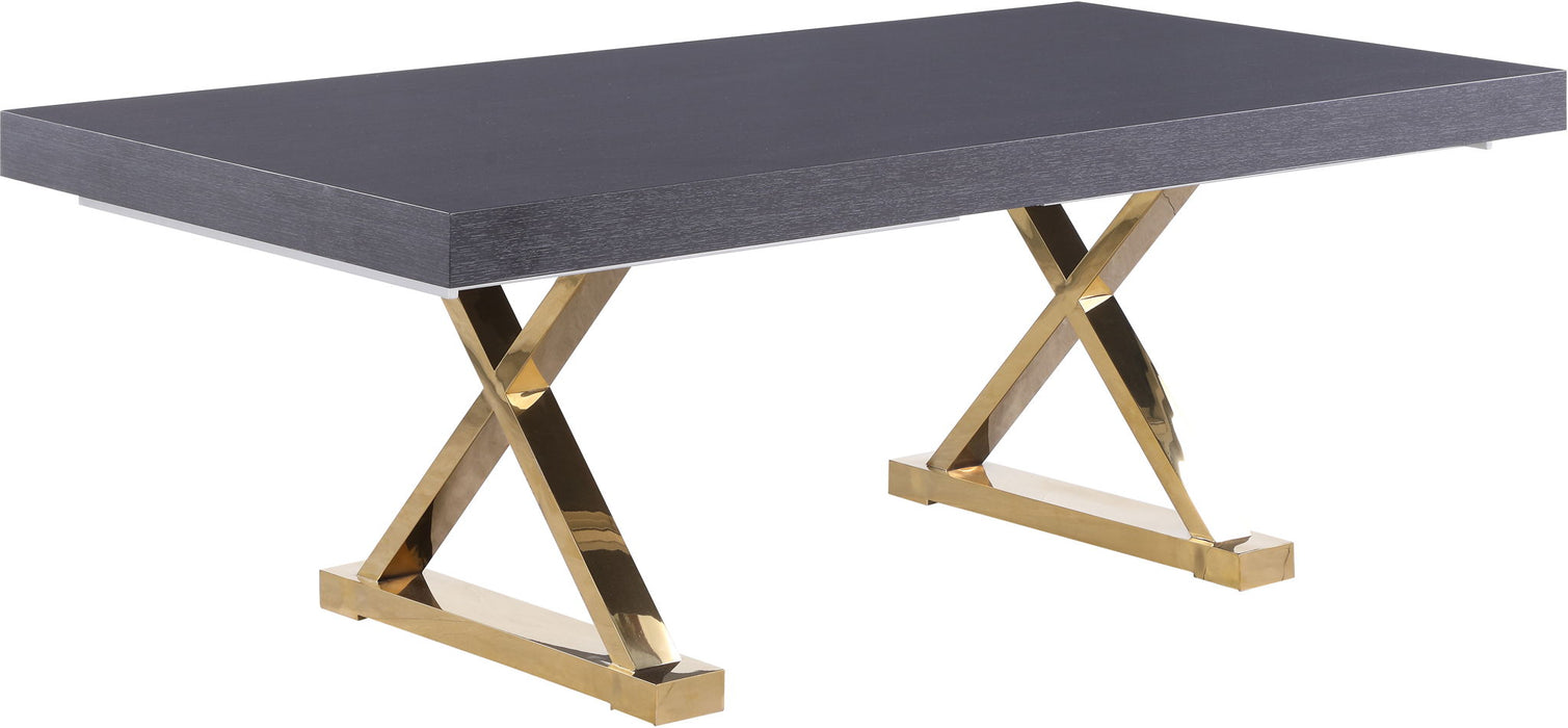Excel 84" / 103.75" / 1123.5" Lacquer Finish Top And Stainless Steel Base 2 Leaf Extendable Dining Table