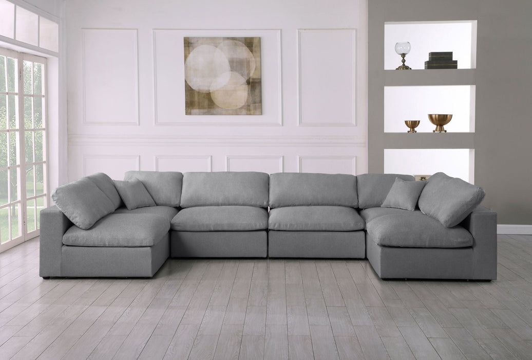 Serene 158" Linen Textured Fabric Upholstered Deluxe Comfort 6pc. Modular Sectional