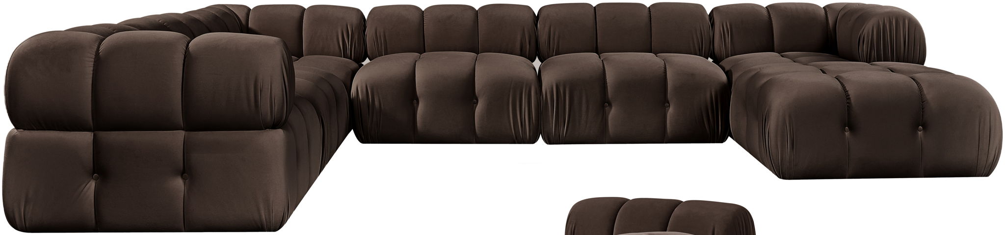 Orin 148" Velvet Performance Fabric Upholstered 7 Pc. Modular Sectional