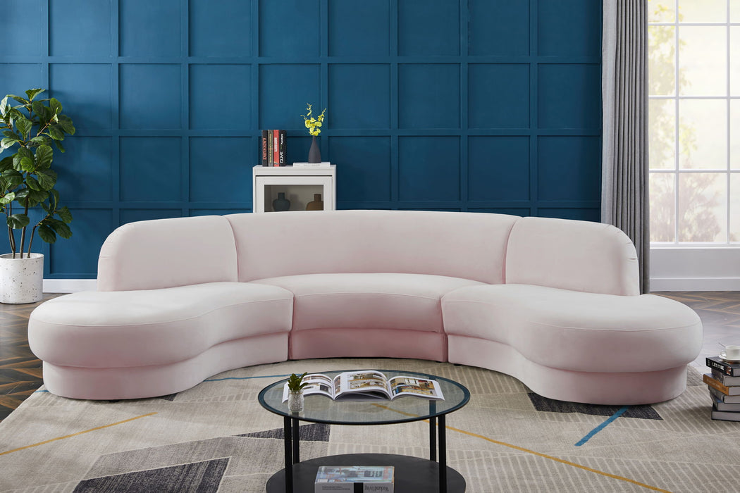 Rosa 135" Velvet Upholstered 3pc. Sectional