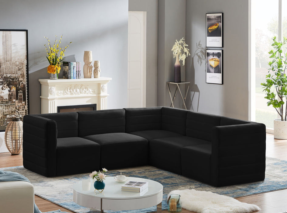 Quincy 94" Velvet Upholstered Comfort 5pc. Modular Sectional