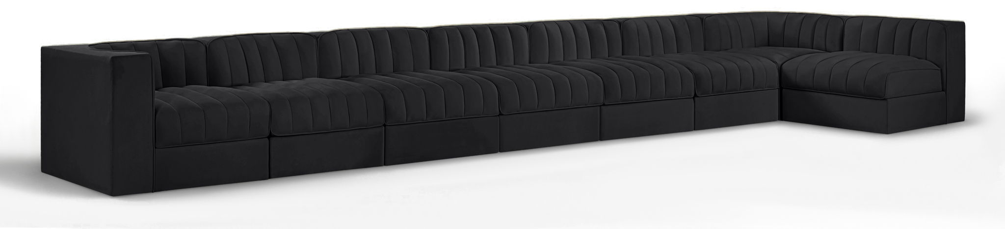 Rummi 213" Velvet Performance Fabric Upholstered 8pc. Modular Sectional