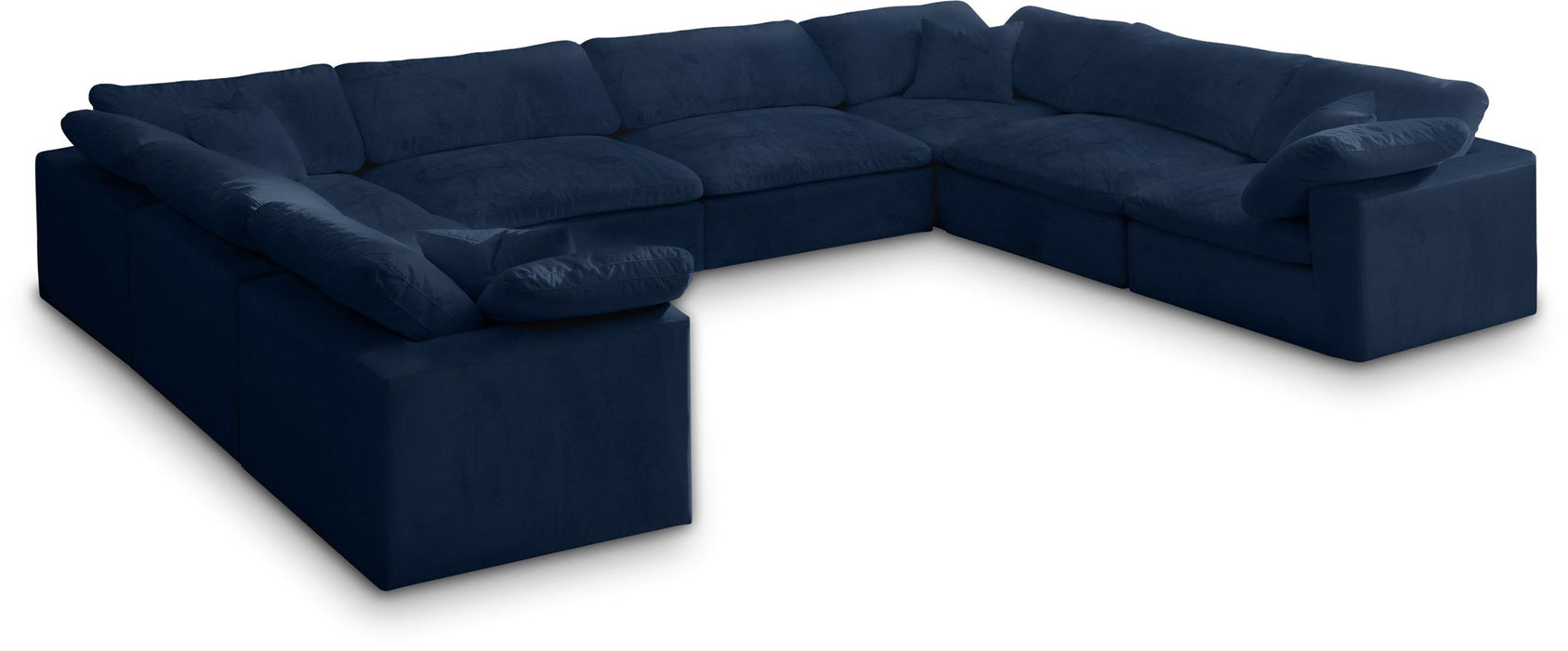 Cozy 158" Velvet Upholstered Overstuffed Fiber Filled Comfort Comfort 8pc. Modular Sectional