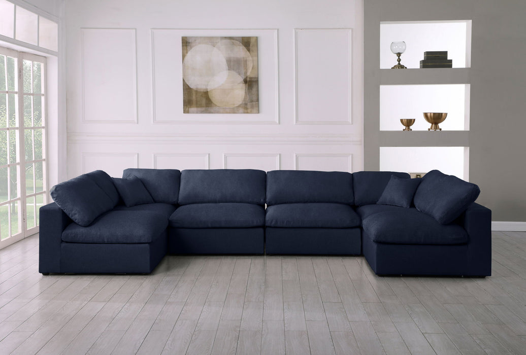 Serene 158" Linen Textured Fabric Upholstered Deluxe Comfort 6pc. Modular Sectional