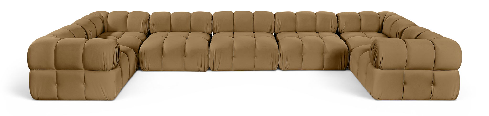 Orin 185" Velvet Performance Fabric Upholstered 7 Pc. Modular Sectional