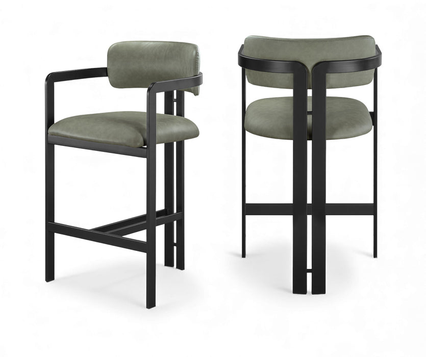 Aurum Vegan Leather Upholstered And Matte Black Iron Frame Counter Stool