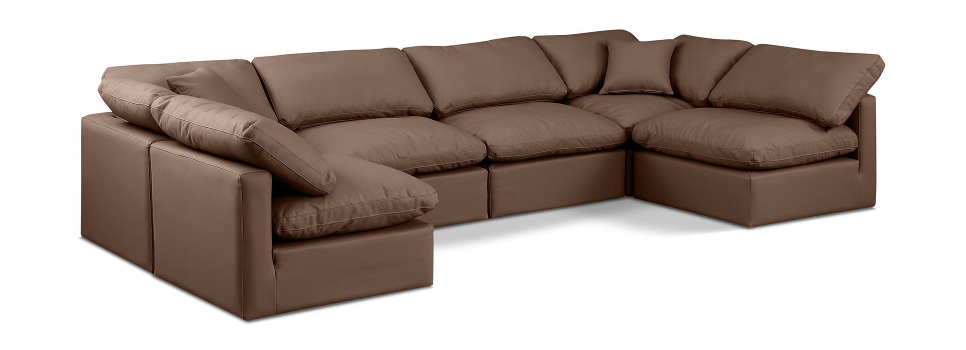 Indulge 140" Vegan Leather Upholstered 6pc. Modular Sectional
