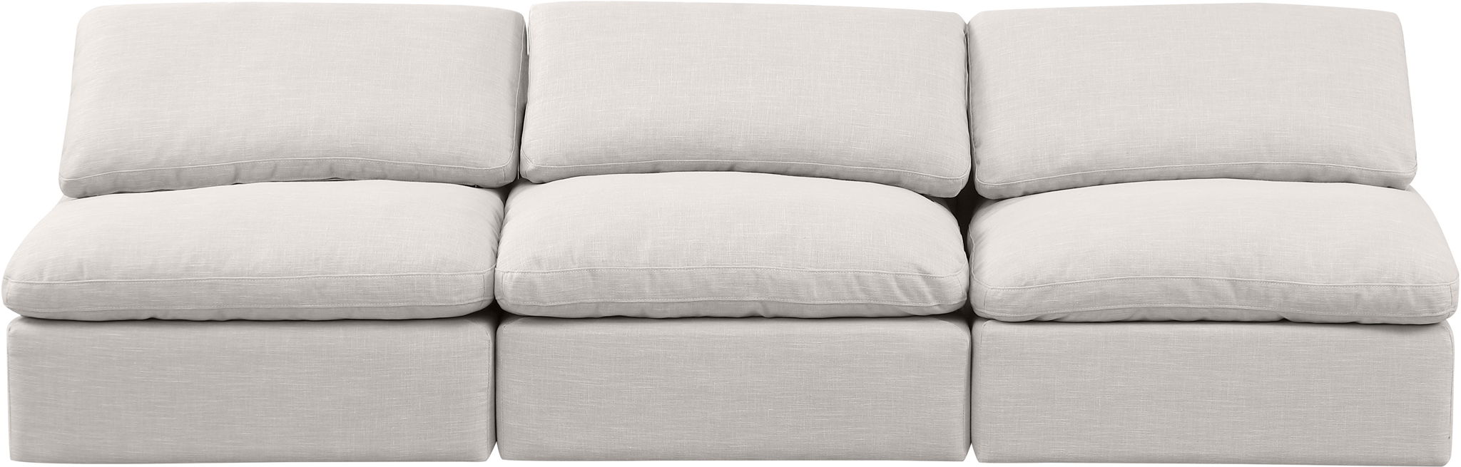 Indulge 105" Linen Textured Fabric Upholstered 3pc. Armless Modular Sofa