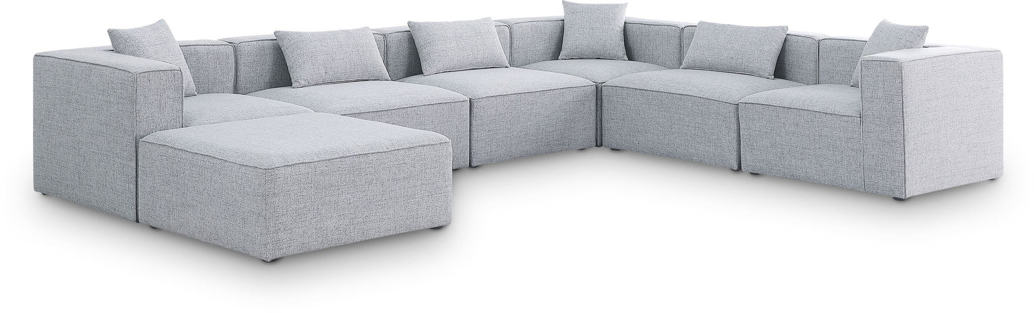 Cube 144" Fabric Upholstered 7pc Modular Sectional