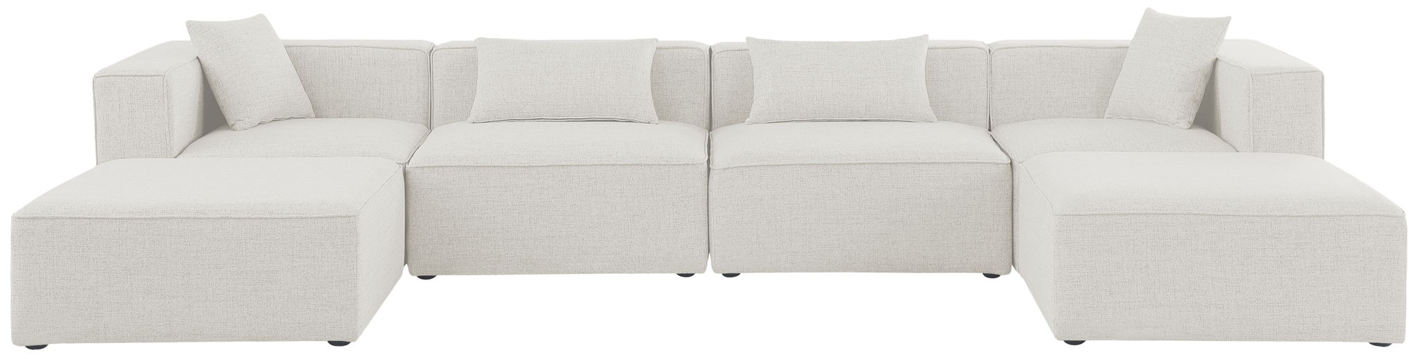 Cube 144" Fabric Upholstered 6pc Modular Sectional