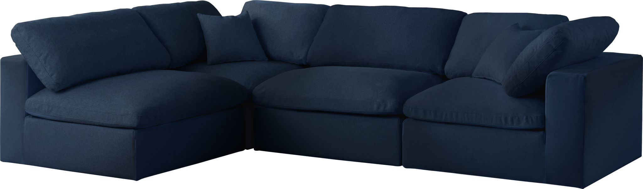 Serene 119" Linen Textured Fabric Upholstered Deluxe Comfort 4pc. Modular Sectional
