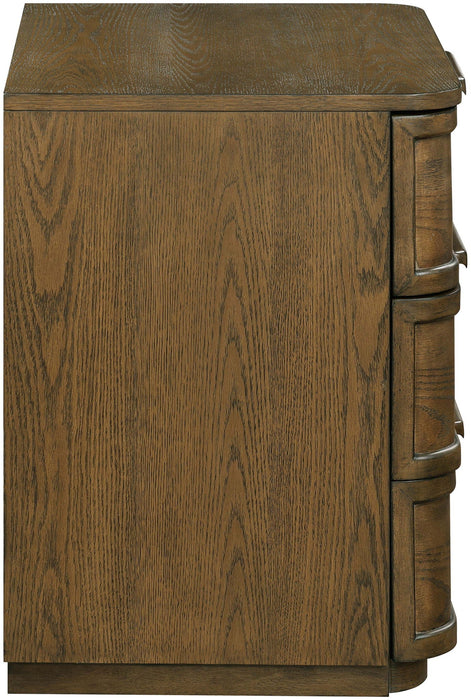 Mesita de noche de madera maciza con enchapado de roble Tiberio de 26"