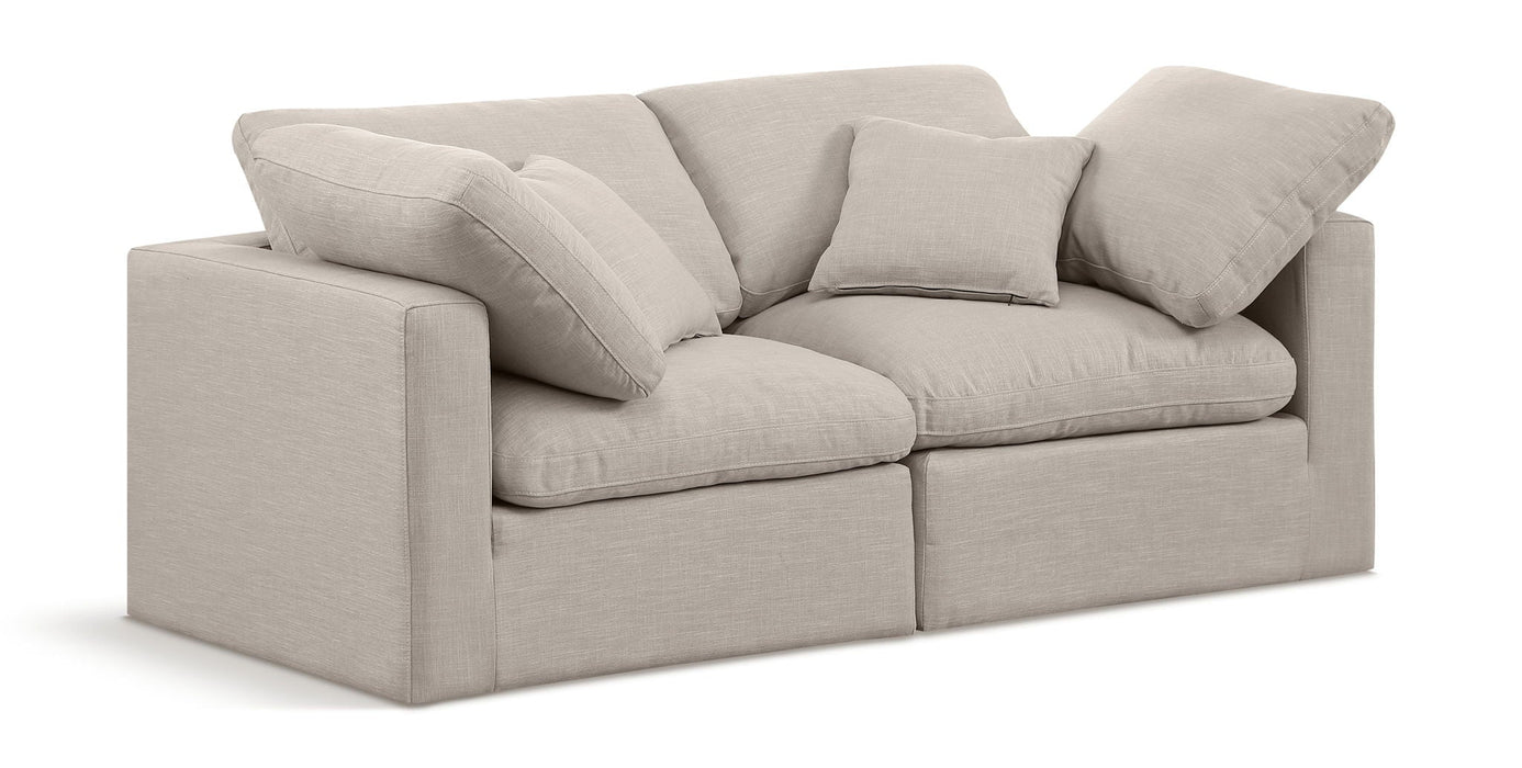 Indulge 70" Linen Textured Fabric Upholstered 2pc. Modular Loveseat