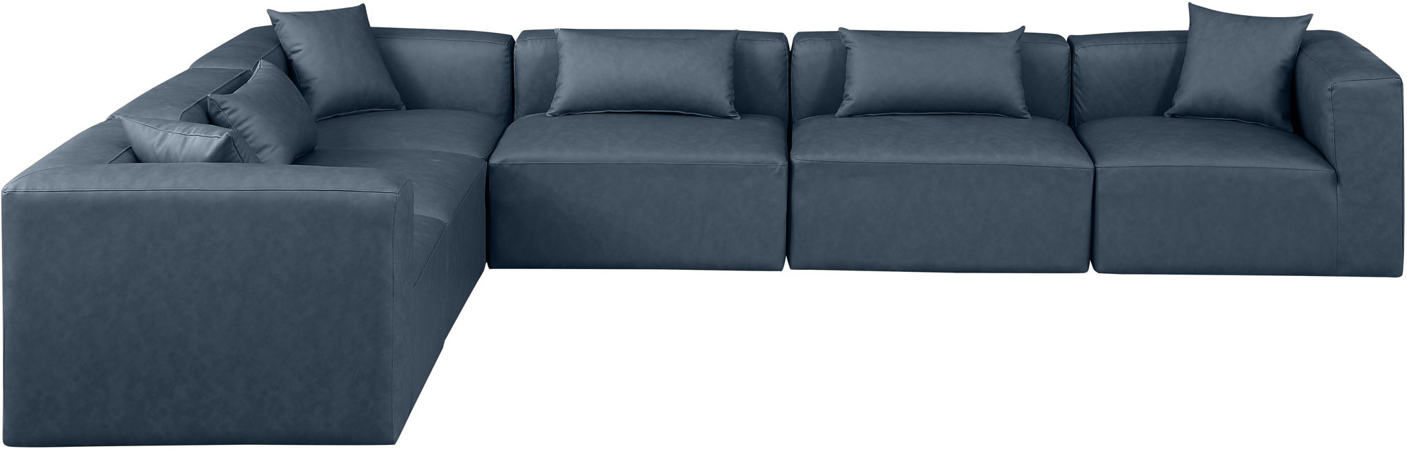 Cube 144" Vegan Leather Upholstered 6pc. Modular Sectional