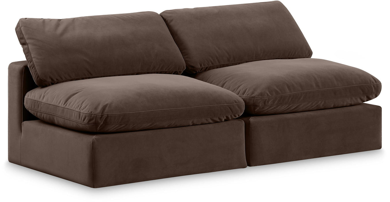 Comfy 78" Velvet Upholstered 2pc. Armless Modular Loveseat