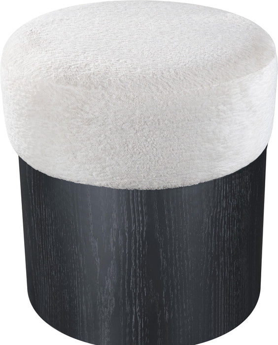 Nimes Velour Fur Fabric Upholstered Ottoman