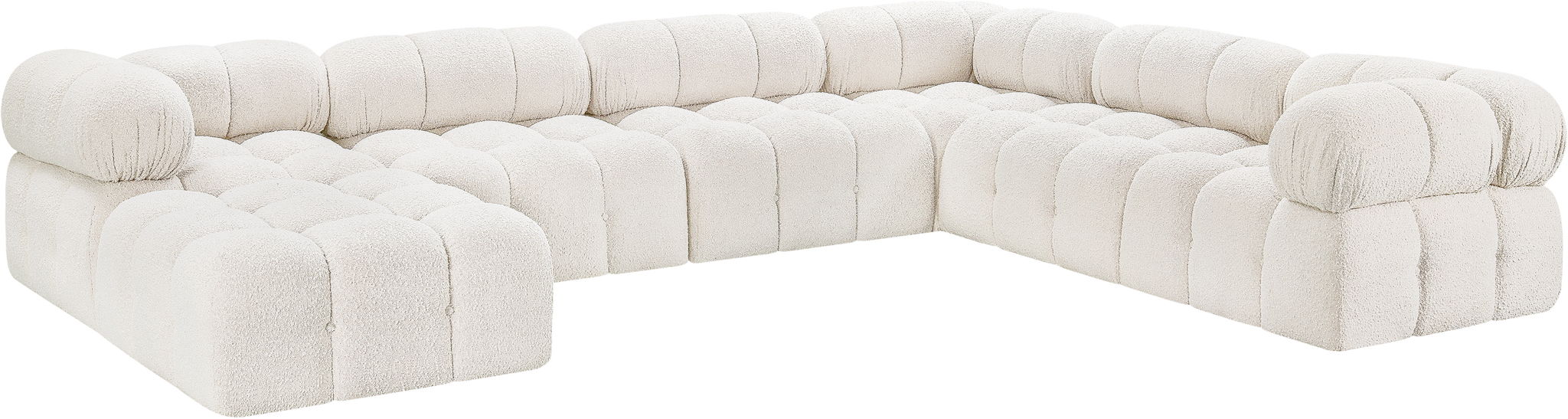 Ames 136" Boucle Fabric Upholstered 7pc. Modular Sectional