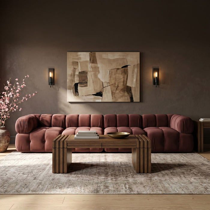 Orin 148" Velvet Performance Fabric Upholstered 4 Pc. Modular Sofa