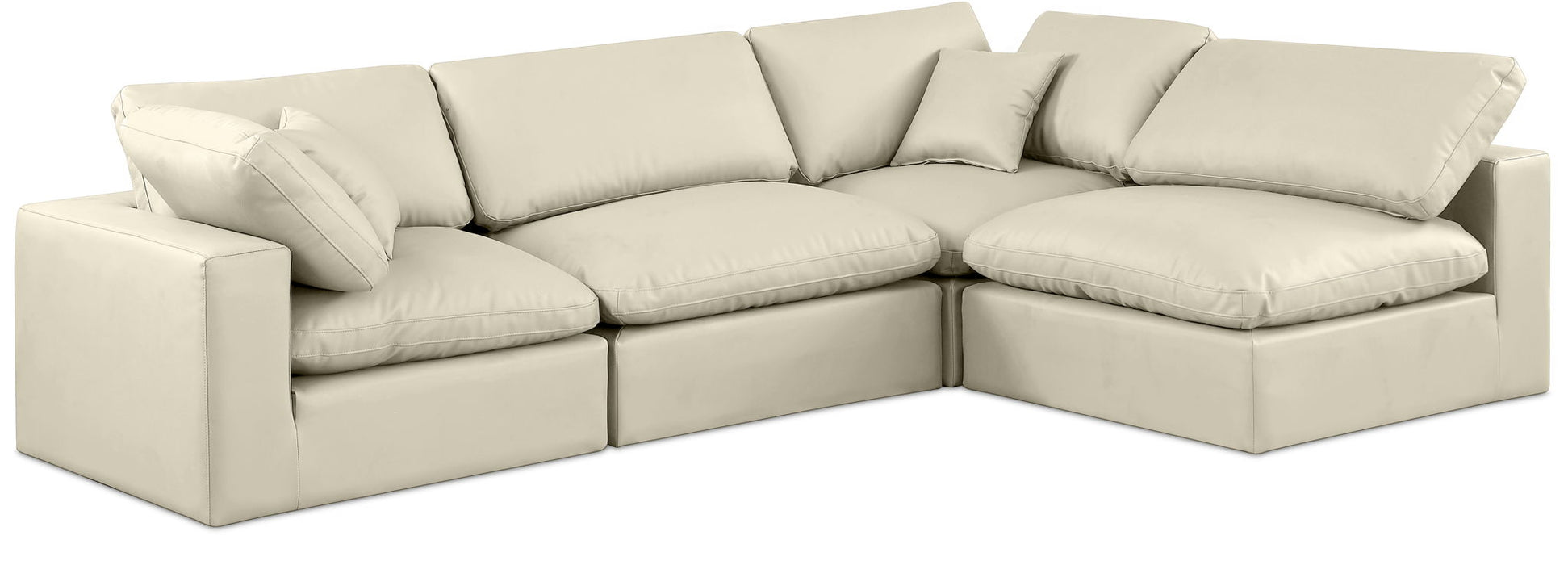 Comfy 119" Vegan Leather Upholstered 4pc. Modular Sectional