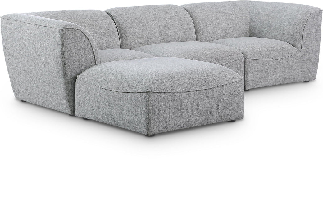Seccional modular tapizado de tela con textura de lino Miramar de 109" de 4 piezas